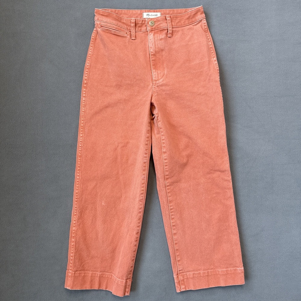 Madewell Pants Womens Warm Nutmeg Slim Emmett Wide Leg‎ Crop Rigid Canvas L7641
